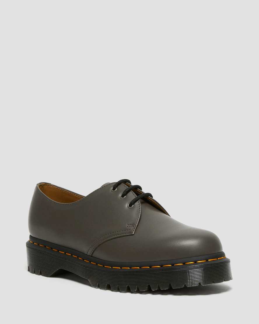 Dr. Martens 1461 Bex Smooth Deri Erkek Oxford Ayakkabı - Ayakkabı Haki Gri |PVRFU1947|